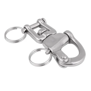 

2-3/4\" Stainless Steel Jaw Swivel Snap Shackle Hook Set For Sailboat Halyard 1*