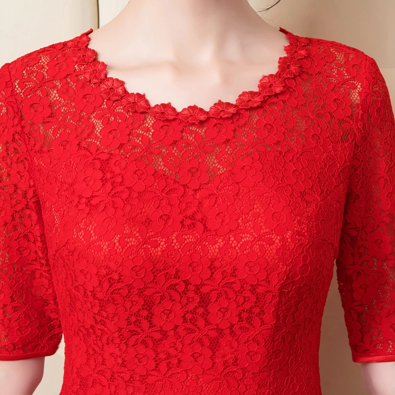 Тост одежда невесты cheongsam Новое Красное Кружевное платье cheongsam свадебное платье женское платье Короткая секция повседневная одежда