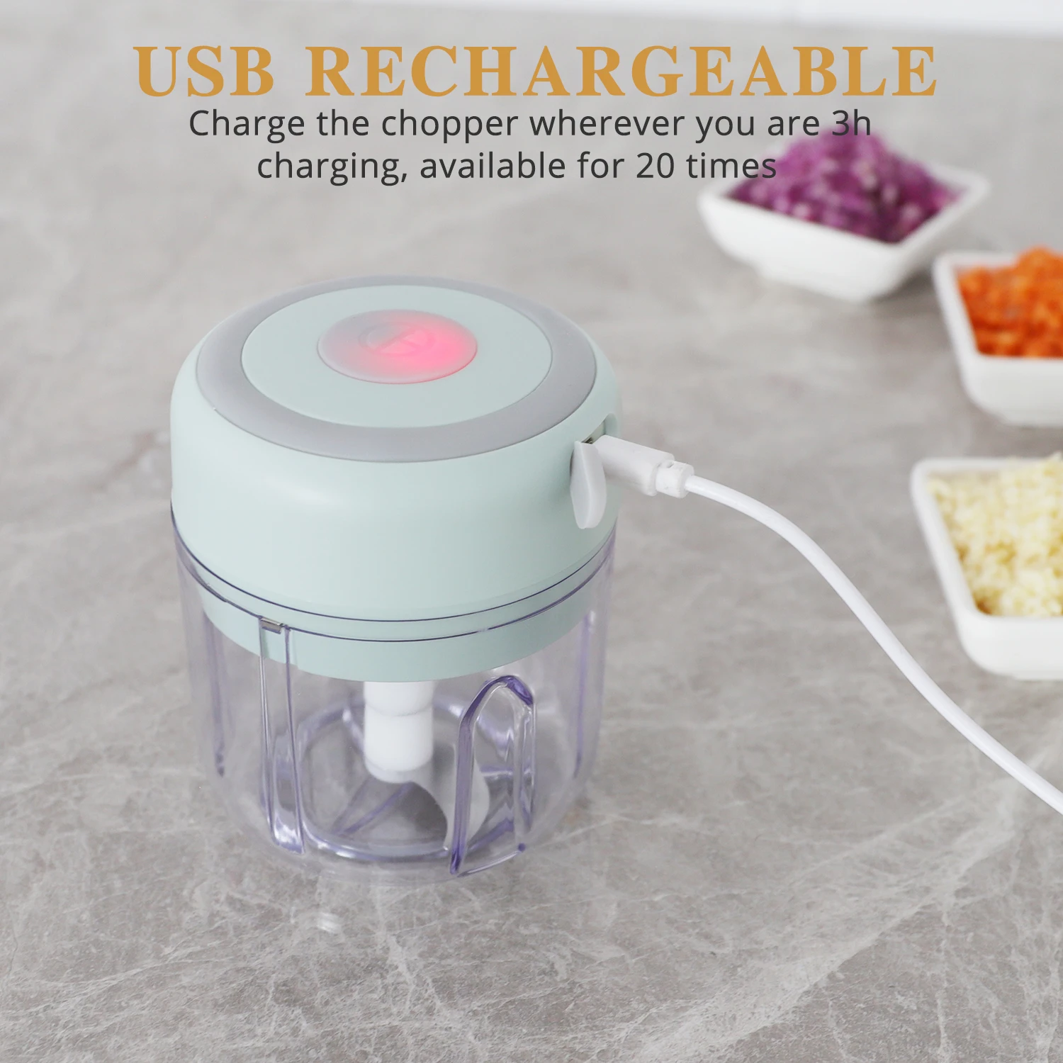 Mini Garlic Chopper, Electric Food Processor, Garlic Mincer