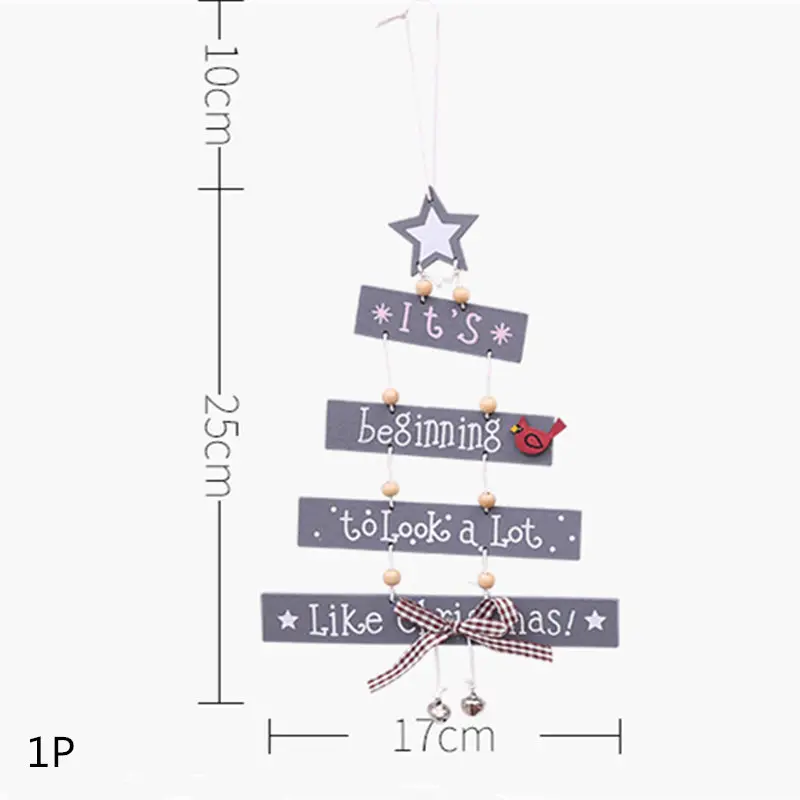 1P-328-B02 Multi Style Christmas Wooden Pendant Creative Wood Craft Ornaments DIY Chriatmas Tree Hanging Decoration Xmas Gift Supplies - Цвет: 1P-328-B02