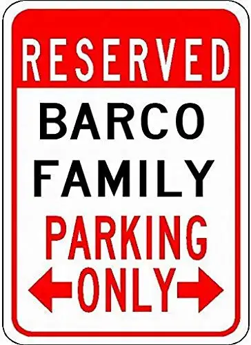 Targhe In Metallo Barco Family Parking-Nome Personalizzato-Targa In Metallo Di Qualità 8X12