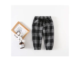 A mu hou Pants Autumn And Winter New Style Infants Berber Fleece Crawler Large Grid Girls Brushed And Thick Casual Pants