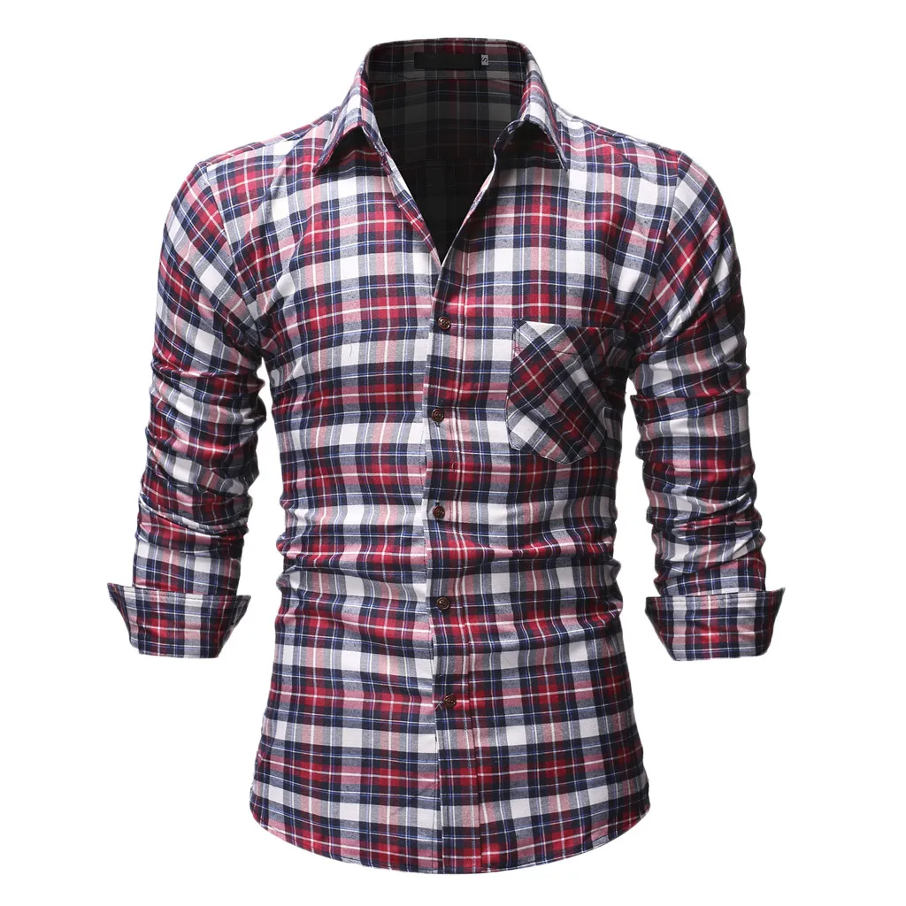 2020 Новая модная блузка рубашка мужская брендовая и фиолетовая клетчатая