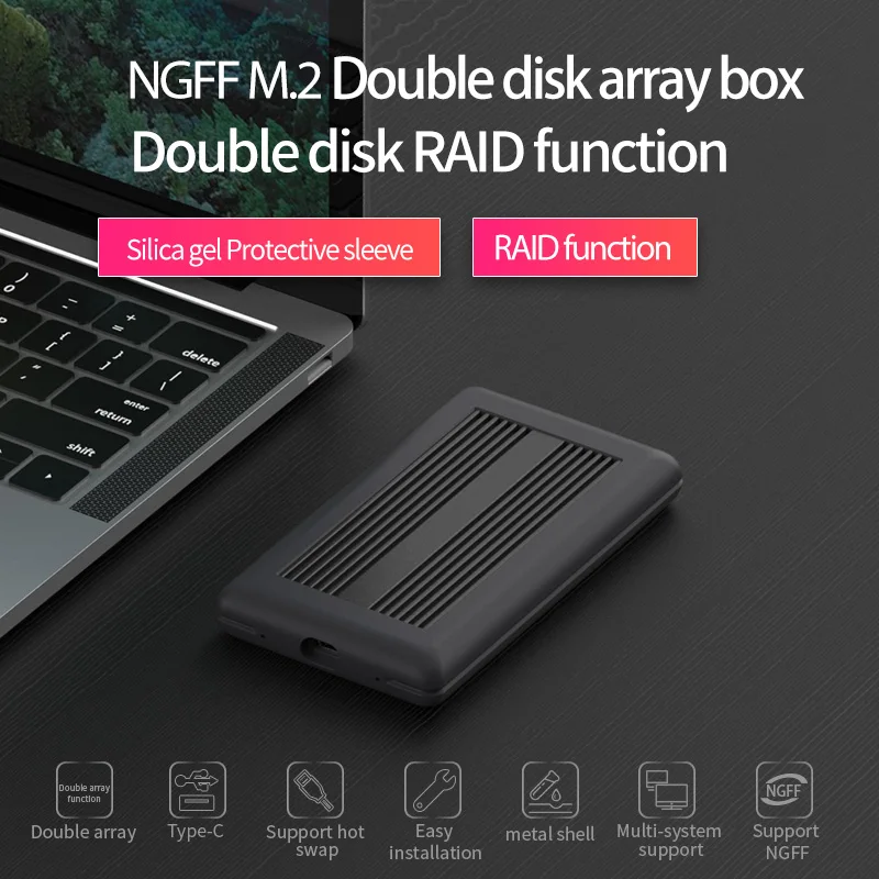 Dual Array Cabinet NGFF M 2 ssd case typec port high speed transmission ssd enclosure metal 5