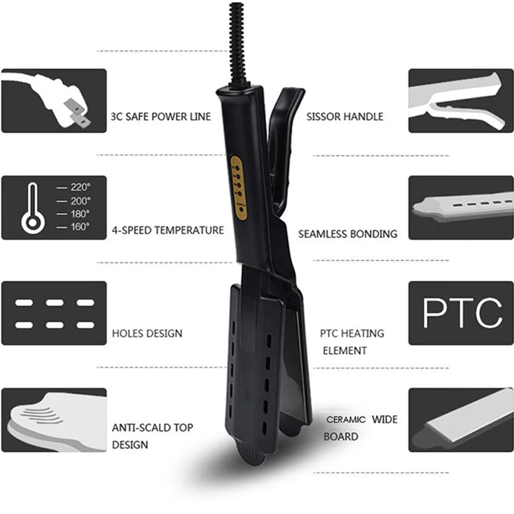 Hair Straightener Four-Gear Tourmaline Ceramic Ion Flat Iron Professional Electric Curler Steam Iron Straight Hair For Women 2