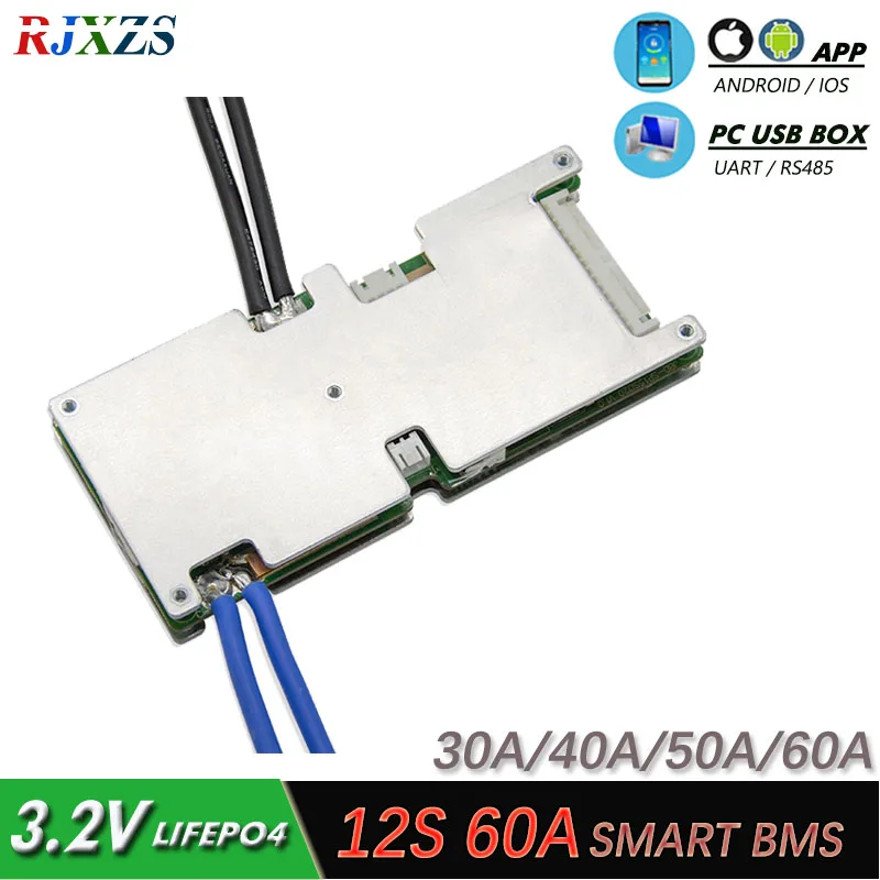 Плата защиты аккумулятора LiFePO4 BMS/PCM/PCB 12S 60A для 12 ячеек 18650 электрического