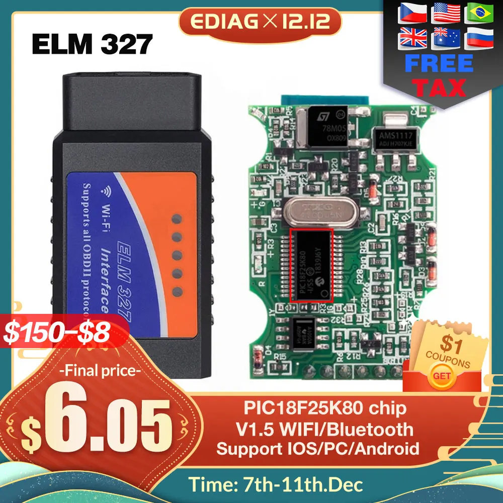 OBD2 ELM327 V1.5 Bluetooth/WI FI автомобильный диагностический инструмент ELM 327 считыватель