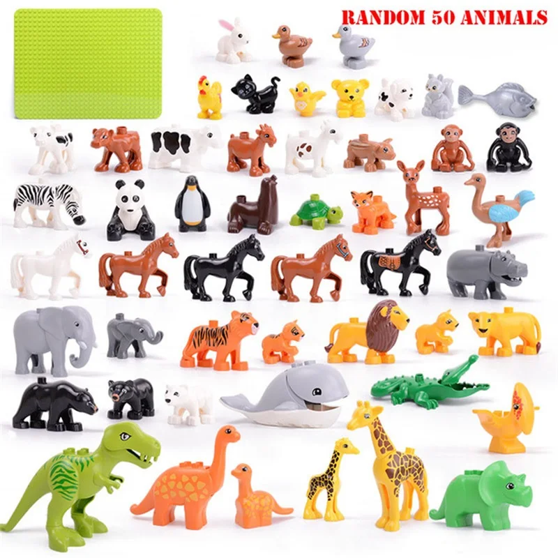 Детский конструктор большой размер кот собака Лев тигр слон джунгли животные