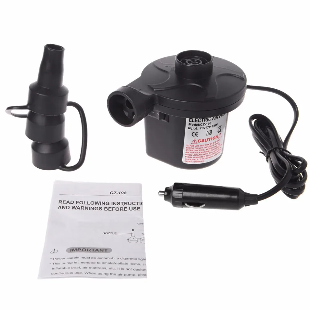 Bomba de aire eléctrica portátil para colchón de aire, inflador, deflector para inflables DC 12V, alta presión