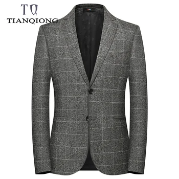 

TIAN QIONG Mens Blazers New Arrivals 2019 Slim Fit Plaid Blazers for Men Luxury Brand Gary Casual Suit Jacket Blazer Masculino