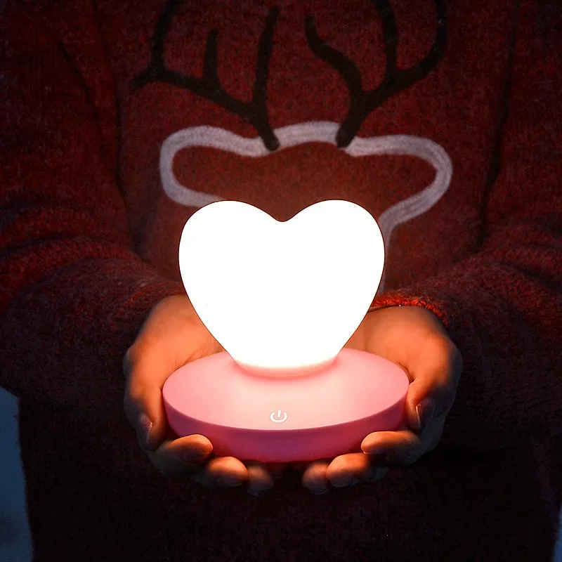 Светодиодный настольный светильник с сенсорным управлением USB перезаряжаемая лампа для моделирования девочек энергосберегающая Романтическая любовь украшение в форме сердца ночник