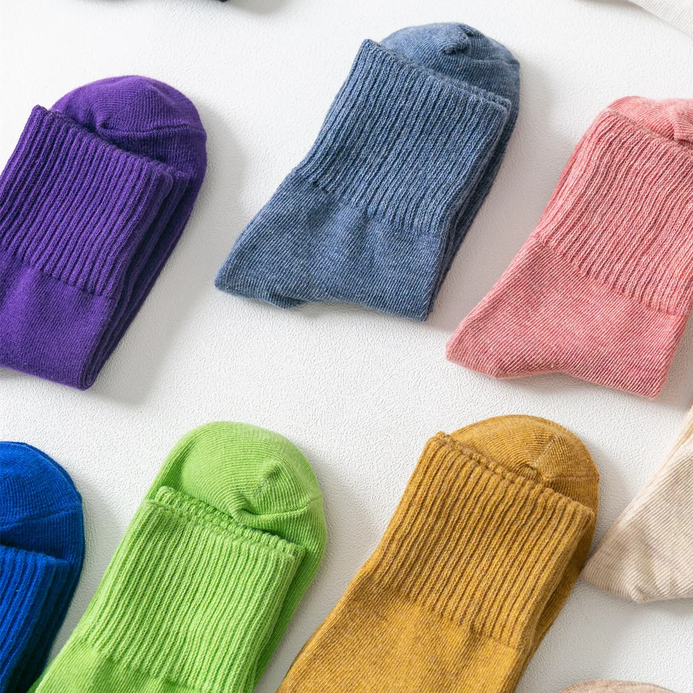 Зимние теплые Для женщин пол Спальные Носки ярких цветов; нитей однотонные, стиль Харадзюку Для женщин's Носки хлопковой Носки трубки