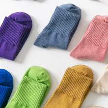 Зимние теплые Для женщин пол Спальные Носки ярких цветов; нитей однотонные, стиль Харадзюку Для женщин's Носки хлопковой Носки трубки