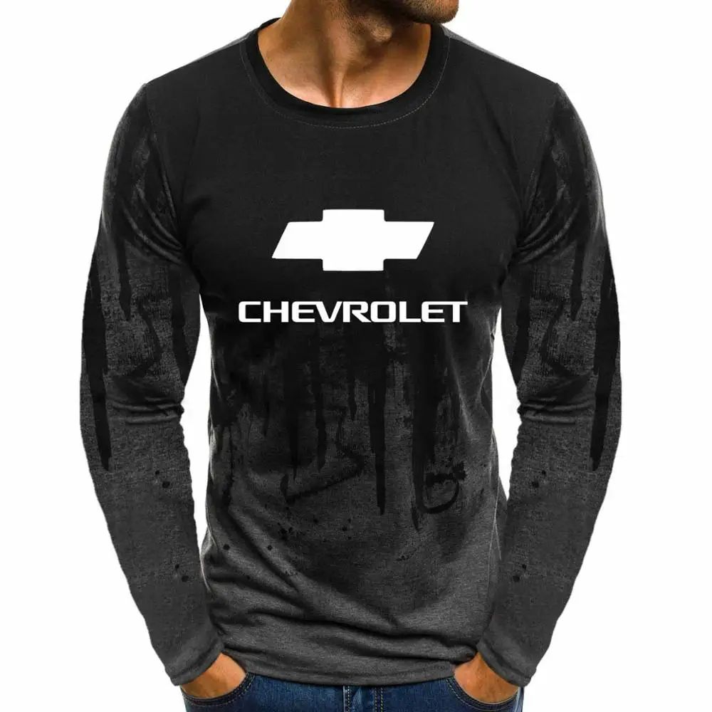 Градиентный пуловер с круглым вырезом, свитшоты, Шевроле Моторс, с логотипом автомобиля, повседневные хлопковые мужские толстовки, хип-хоп Harajuku, мужская одежда - Цвет: Серый