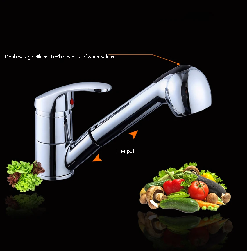 Bathroom Sink Faucet with Pull Out Sprayer,Hose, Single Handle Kitchen Basin Mixer Tap for Hot and Cold Water, 360 Degree Swivel