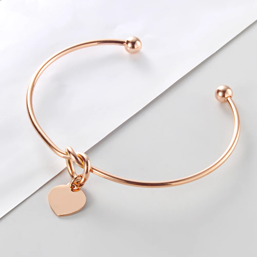 Heart Knot Stainless Steel Bangle for Women