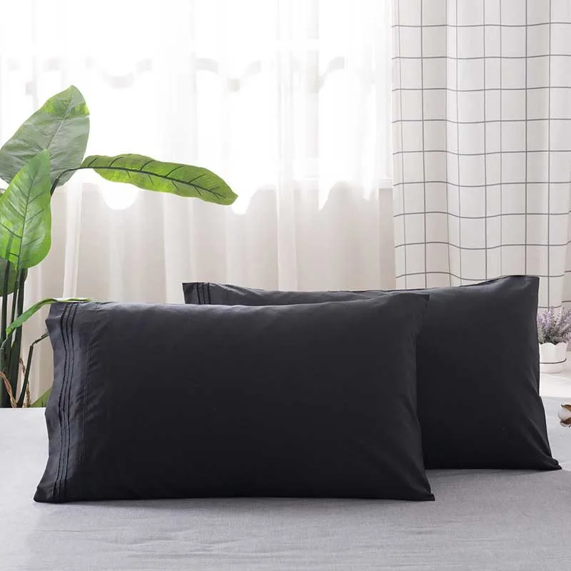 2pcs/pair Solid Color Pillow Cases 100% Polyester White Black Grey Pillowcases Brief Style Case Cover | Дом и сад