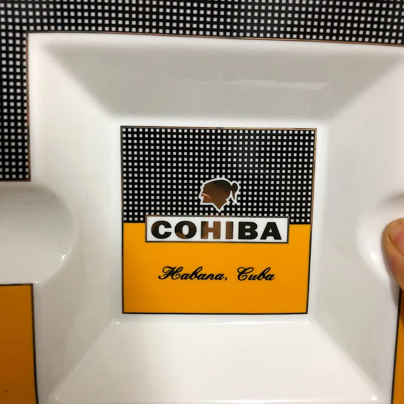 COHIBA керамическая квадратная пепельница для сигар 1 дизайн керамические бытовые табак гаджеты сигарета пепельница украшение стола