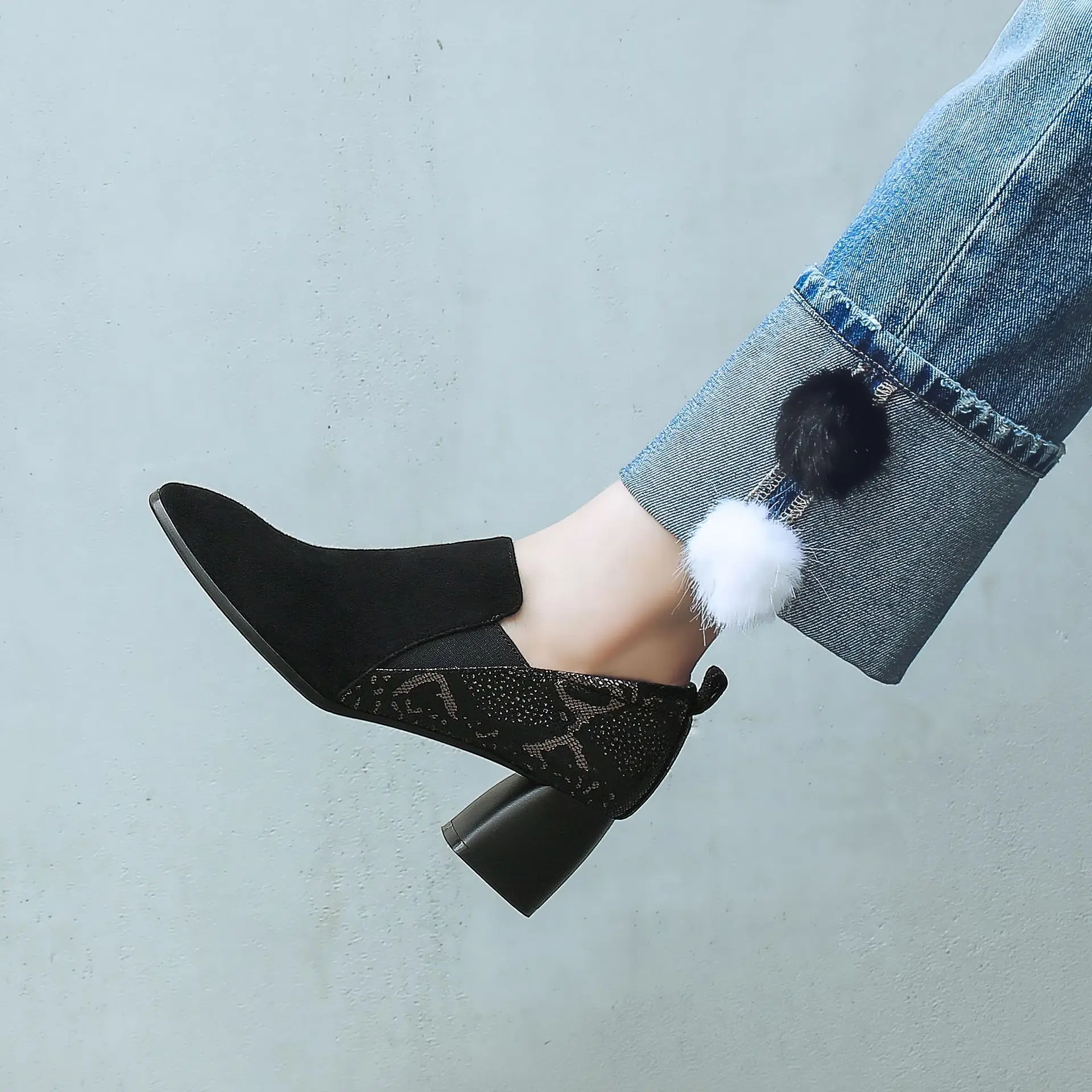 

Inside And Pure Leather 2018 Autumn New Style round-Toe in Chunky-Heel Deep-mouth Thin Shoes Women's Genuine Leather Loafers Sid