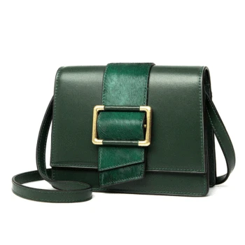 

Leather cow leather small square fashion splicing one shoulder slant women's bag