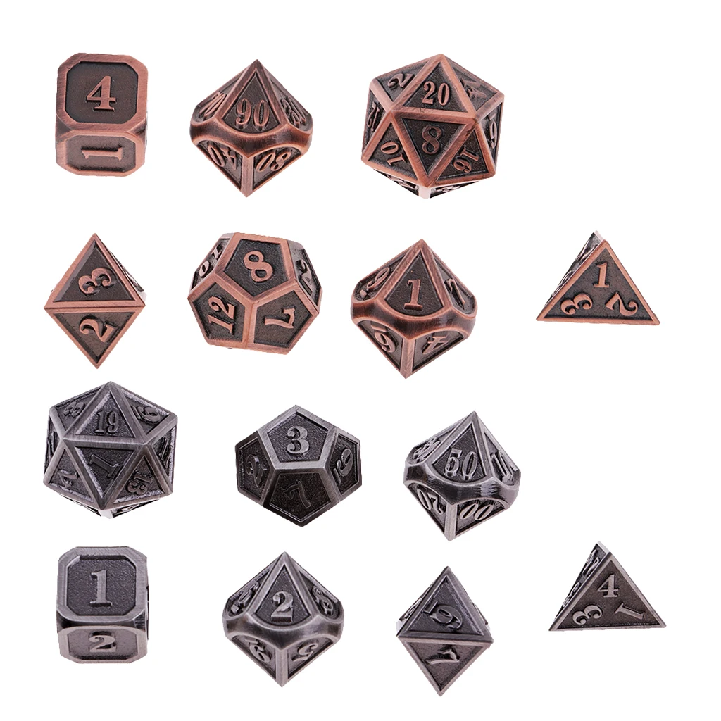 7pcs Embossed Heavy Metal Polyhedral Dice Set for D&D DnD RPG MTG Accessory Parties Board Game Dices Polyhedral Dices 