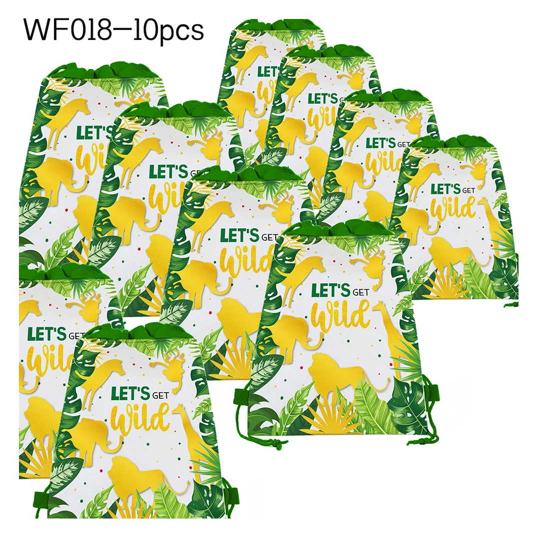 

34X27cm Jungle Party Wild One Non-woven Gifts Bags Baby Shower Candy Bag Gifts Packaging Backpack Birthday Party Decorations