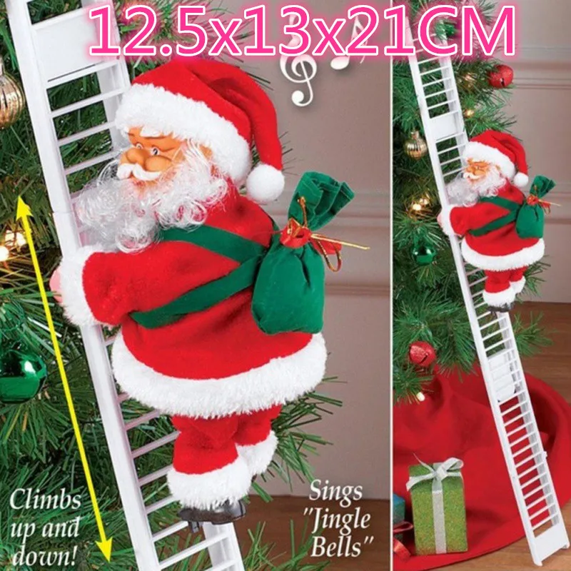 

Hot Sale Lovely Music Christmas Santa Claus Electric Climb Ladder Hanging Decor Xmas Tree Ornaments Funny New Year Kids Gifts 4C