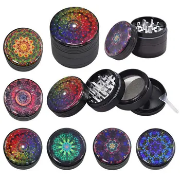 

Mandala Series Metal Aluminum Smoking Herb Grinder 50MM 4 Piece Sharp Diamond Teeth Tobacco Grinders Spice Crusher