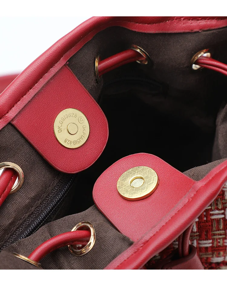 Luxury Brand Handbag Women's Bag Quilted tweed Busket bag Fashion Lady Bohemia Tassel Bags Female Drawstring Crossbody Bag Purse (16)