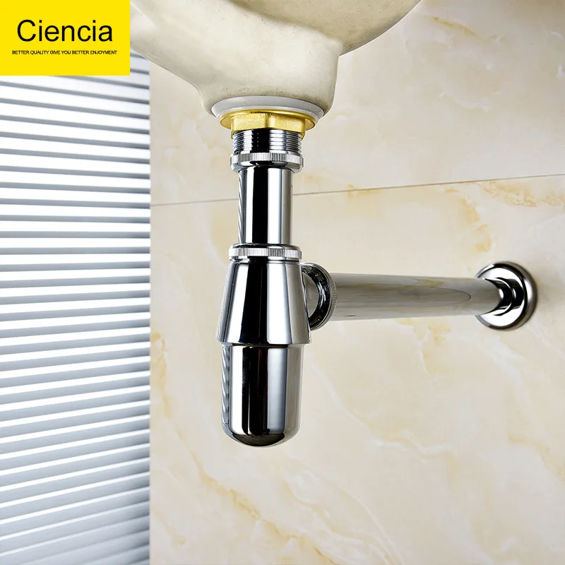 

Copper Chrome Plated Wash Basin Sewer Pipe Deodorizing Drain Wall-in Basin Water Remover Pipe Fittings Ciencia