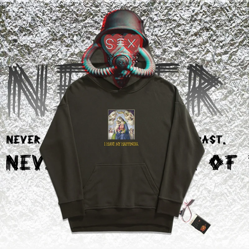 Sudaderas hombre, толстовка с капюшоном, Классическая, с рисунком Рафаэля, маслом, для девственницы и ребенка, толстовки с принтом «I HAVE MY HAPPINESS»