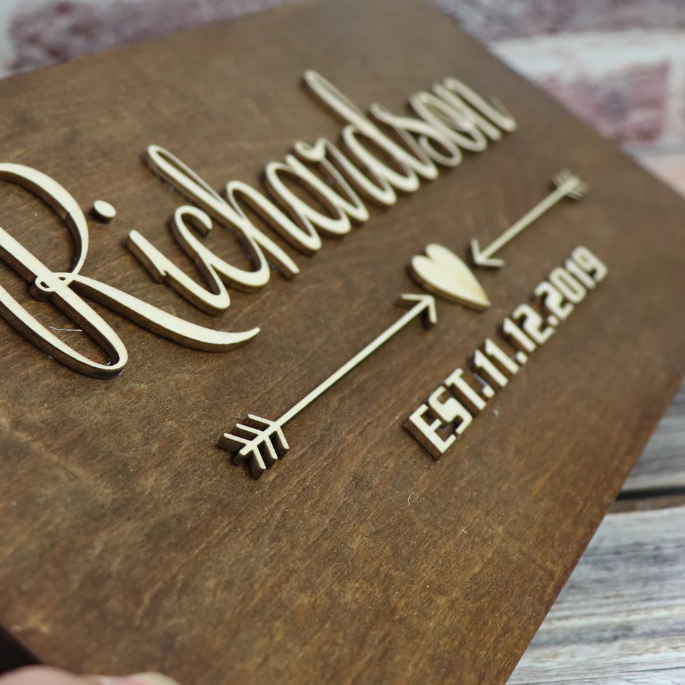 Custom Family Last Name Wedding  Sign Rustic Wedding Wall decor Sign Bridal Shower Gift Established Sign