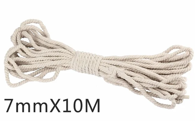 Meetee 5-20mm 3 Shares Twisted 100% Cotton Cords for Bag Decoration Rope DIY Home Textile Tied Ropes Sewing Accessories KY338 Beige-7mm-10Meters