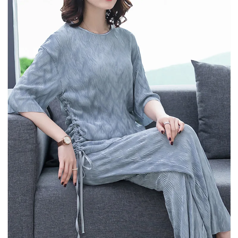 

Kuotaitai Large Size Very Fairy of Loose Pants Set Pants Spring Two-Piece Set Western Style Elegant Nobility Fashion Summer Wear