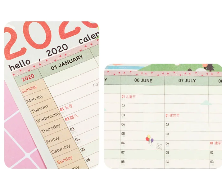 Очень большой новый настенный бумажный календарь 365 дней ежедневник 2019, школа новый год План расписание 43*58 см