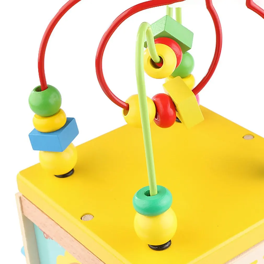 Wooden Children's Educational Toys Multi-function Round Bead Treasure Box Baby Clock Shape Cognitive Fun Toys