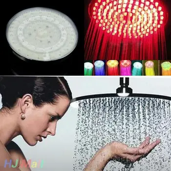 

7 Colors Automatic Changing 8" Round Bathroom LED Light Rain Top Shower Head^