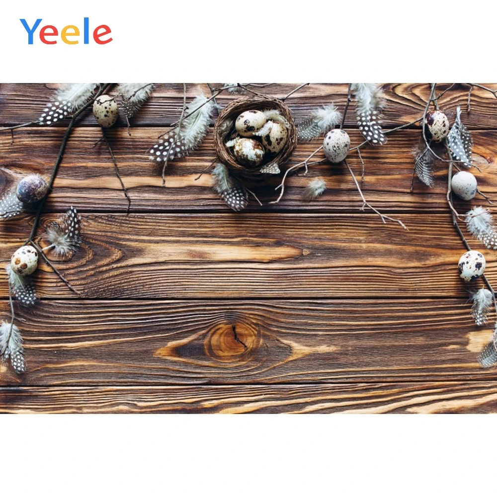 Brown wooden Board Feather Eggs Easter Baby Pet Food Photophy Backdrops Custome Vinyl Photographic Backgrounds For Photo Studio |