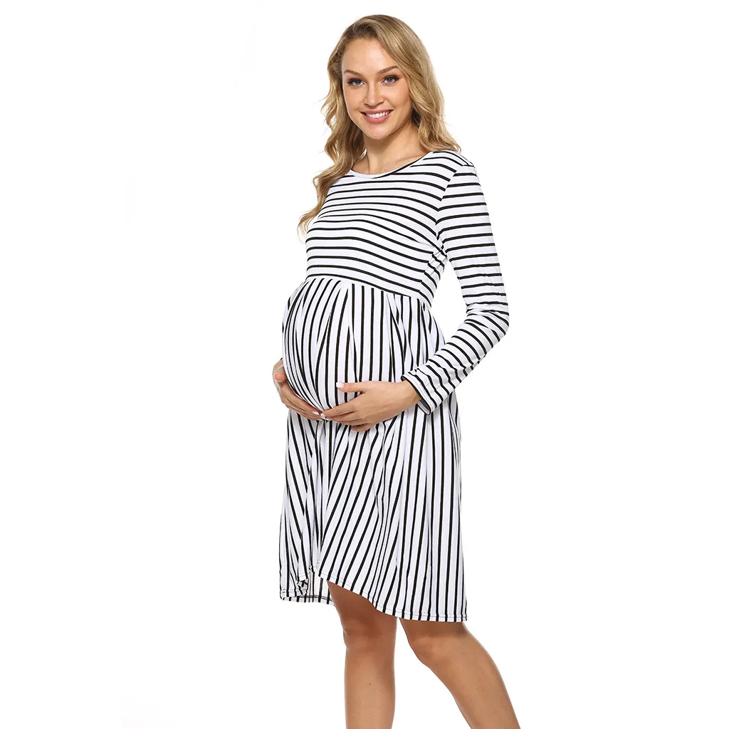 Одежда для беременных большого размера, платье для беременных, для кормящих мам, однотонное осеннее платье для кормления, ropa premama embarazadas