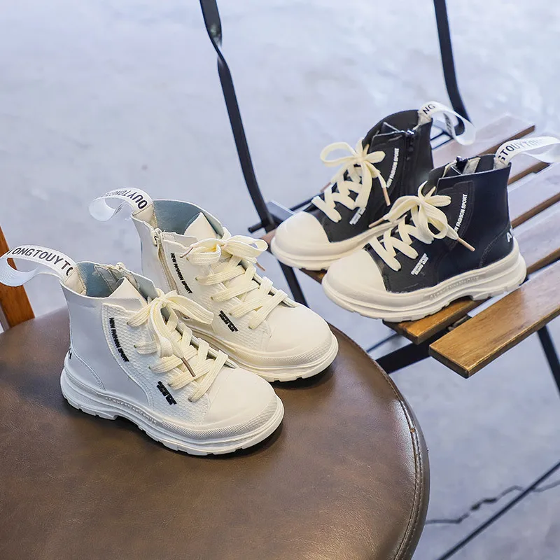 Ботинки для девочек Новинка 2020 года Сезон весна осень Тонкие ботинки Кожаные с