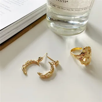 

RUIYI Real 925 Sterling Silver Original Simple Design Irregular Moon Shape Earrings Women Luxury All-match Chic Drop Earrings