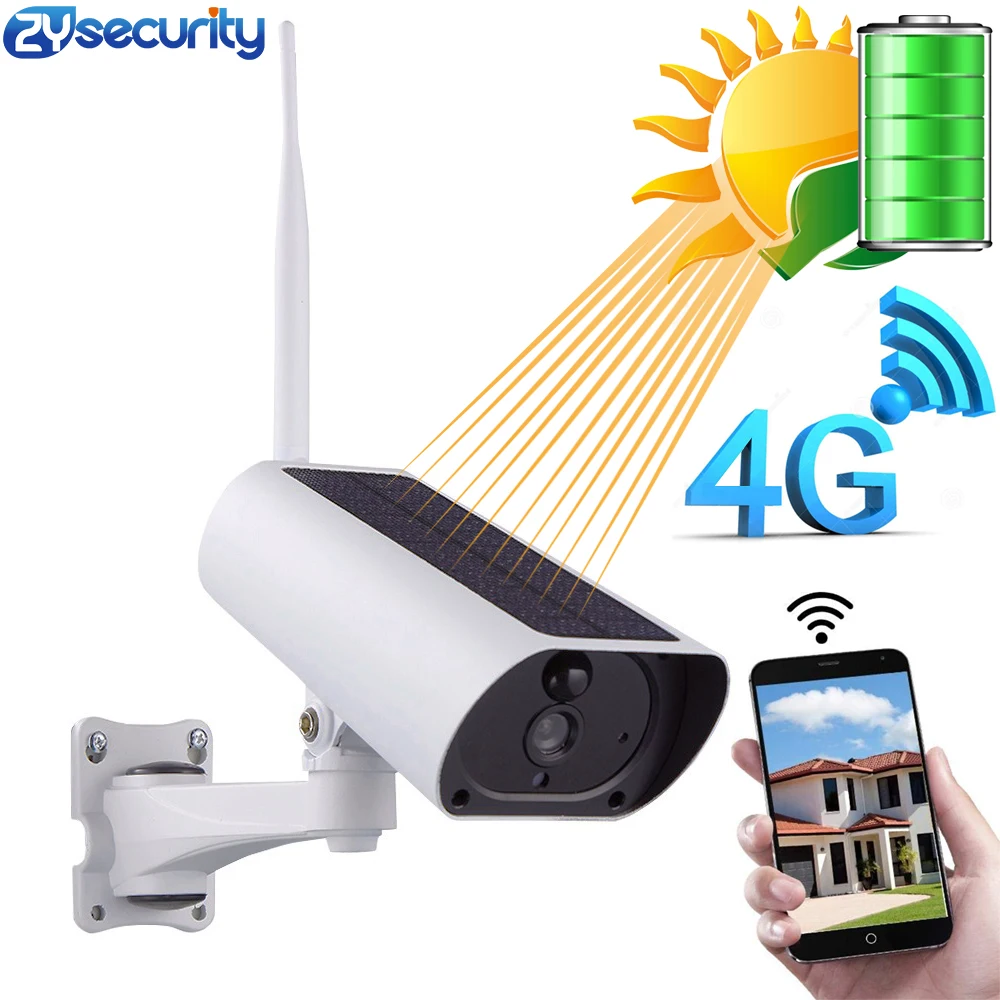 

ZYsecurity Solar Power 4G SIM Card WiFi IP Camera Rechargeable Battery 1080P 4X Zoom Audio Outdoor Video Surveillance Camera