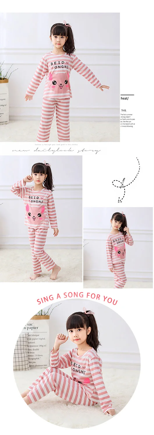 Весенне-осенние детские пижамные комплекты, детская одежда для сна с рисунком для мальчиков и девочек, милая пижама с длинными рукавами для малышей, Детские теплые пижамы