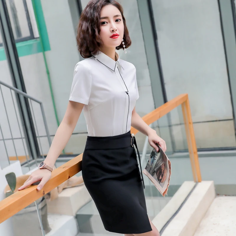 Fashion Styles Summer Pink Short Sleeve Blouses and Shirts Office
