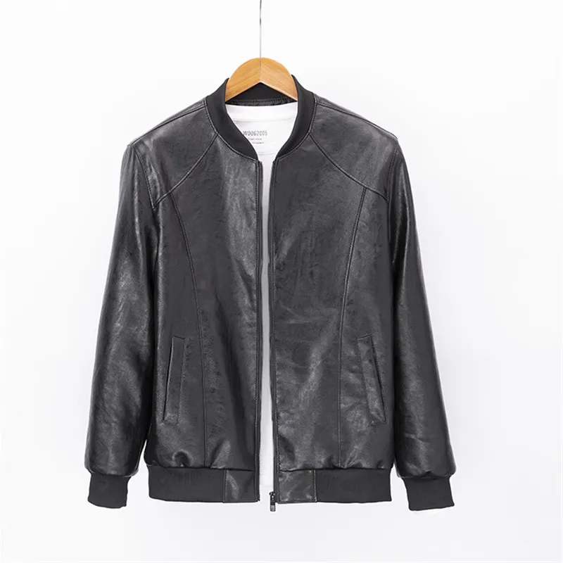 PU Leather Jacket Men Solid Color 2019 Winter Motorcycle Steam Punk Bomber Jackets Windproof Male Coats 1