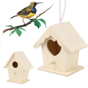 

Wooden Mini Bird Cage Outdoor Hanging Birdhouse Box Garden Bird Cages Home Yard Decoration Bird Products Wooden Bird Parrot Nest