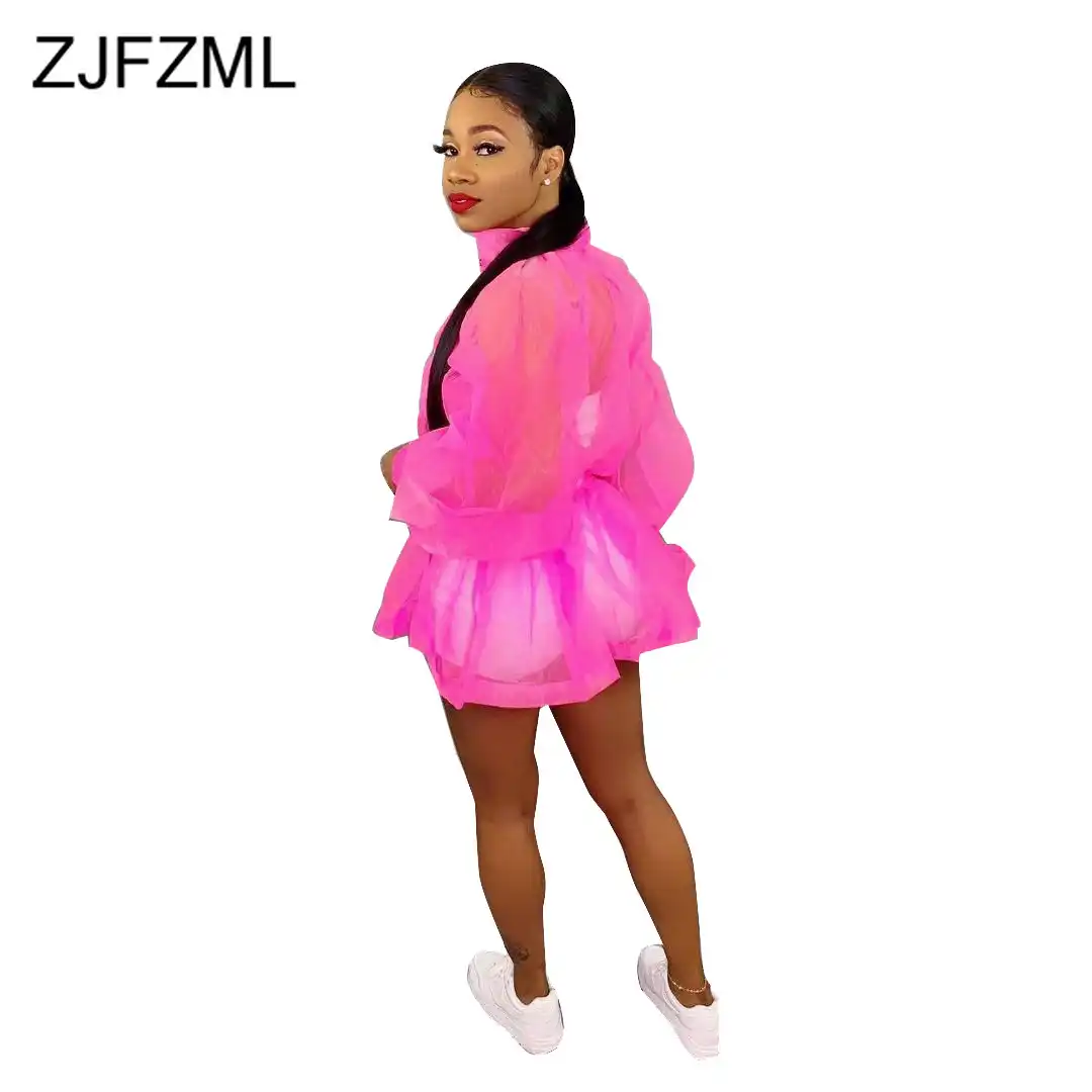 jaqueta transparente rosa