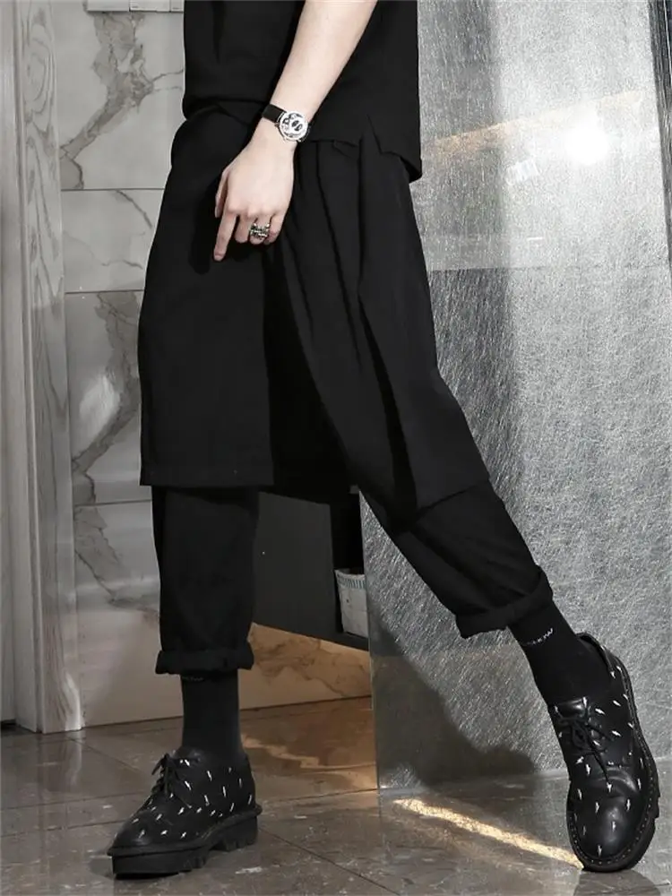 

Men's new classic dark Yamamoto style personality culottes removable large size quilt harlan pants