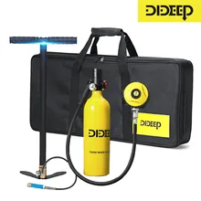 Dideep 1L Duiken Cilinder Mini Zuurstof Tank Set Respirator Lucht Tank Handpomp Voor Snorkelen Adem Duikuitrusting