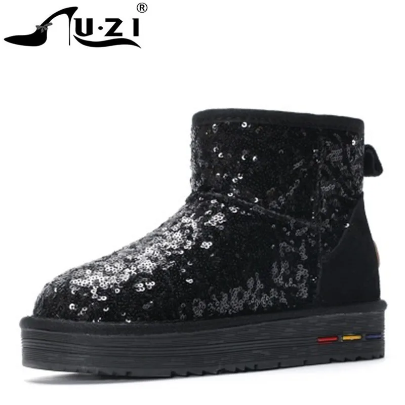 

Hot women winter boots Platform Blue Women Boots Sequins Casual Ankle Boots Booties Round Women Shoes winter snow boots Ankle